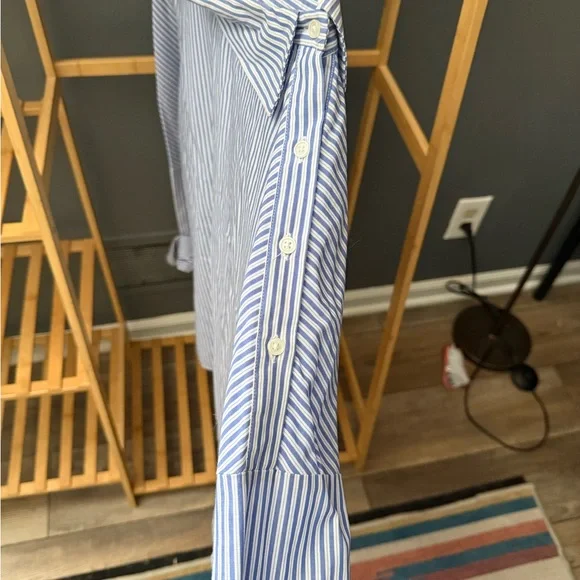 Who What Wear Blue Striped Blouse - Picture 2 of 3